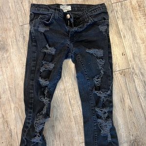 Current/Elliott Black Ripped Skinny Jeans